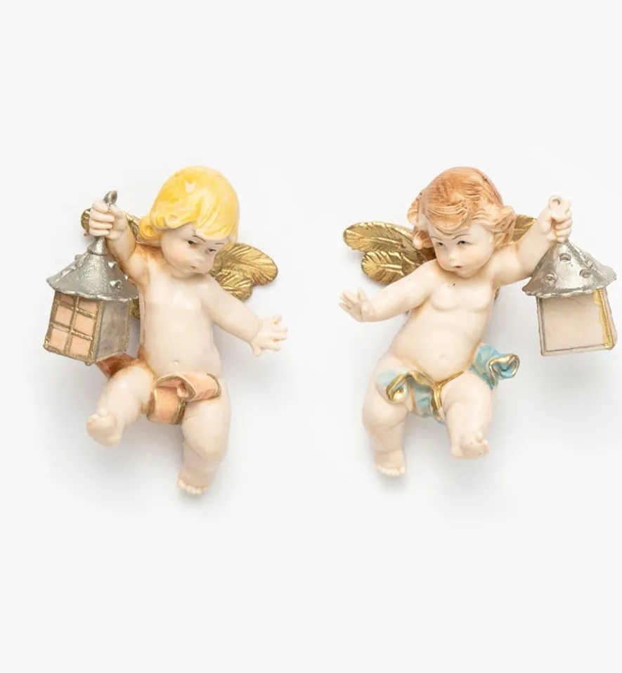 Angeli con lanterna (196-7) tipo porcellana cm.7