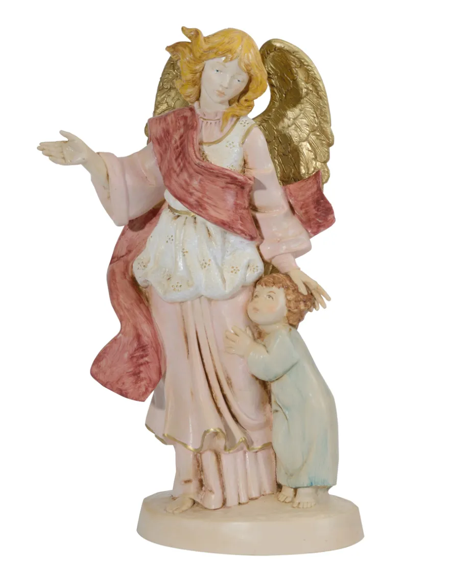 Angelo custode con bambino (880C) tipo porcellana cm.31