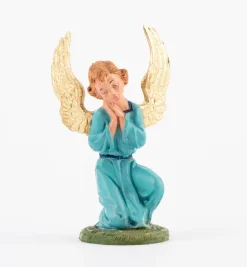 Angelo in ginocchio per presepe colori tradizionali cm.10
