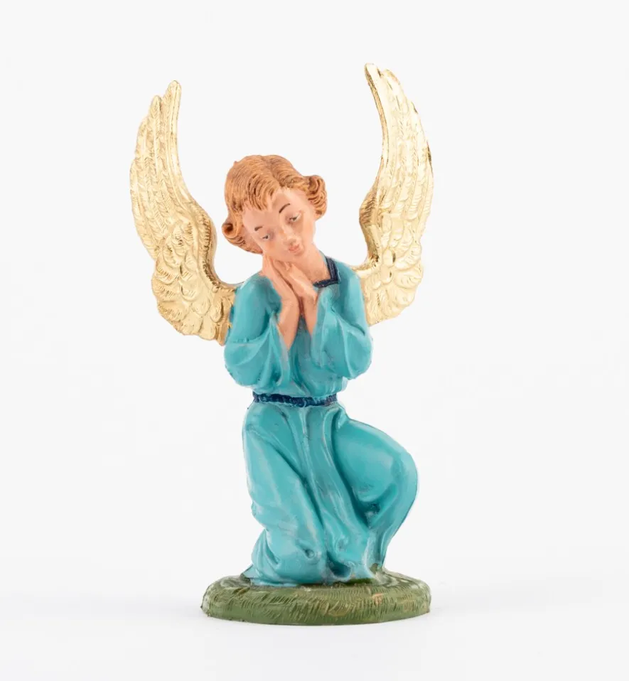 Angelo in ginocchio per presepe colori tradizionali cm.10