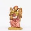 Angelo in ginocchio rosa in resina per presepe cm.52