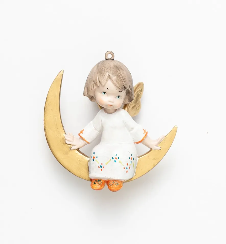 Angelo seduto sulla luna (388) tipo porcellana cm.12