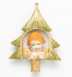 Angelo su abete (390) tipo porcellana cm.12