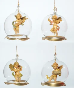 Assortimento 4 ornamenti in vetro soffiato da appendere (V1) cm.8