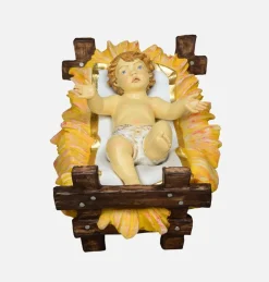 Bambinello Gesù nella culla per presepe 180 cm