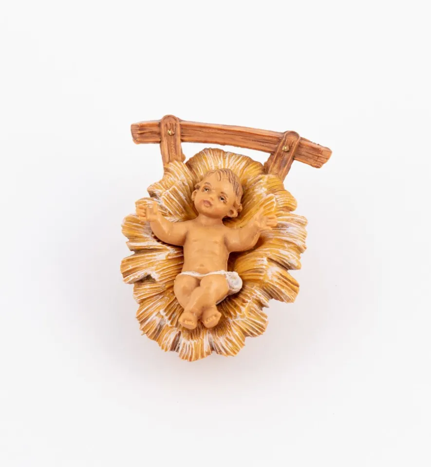 Bambino e culla per presepe cm.10