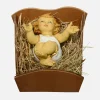 Bambino in resina e culla in legno per presepe cm.85