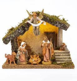 Capanna con LED (244/L) con 6 personaggi da 12 cm