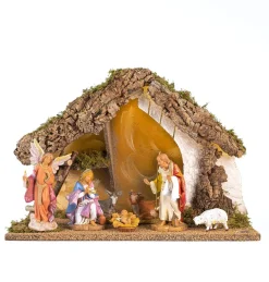 Capanna n.659B/L con 7 pezzi con led per presepe cm.15