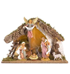 Capanna n.659/L con 7 pezzi con led per presepe cm.19