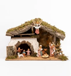 Capanna n.652/L con 10 pezzi per presepe cm.19