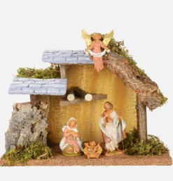 Capanna n.247/L con 4 pezzi per presepe cm.12