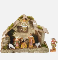 Capanna n.254/L con 9 pezzi per presepe cm.12