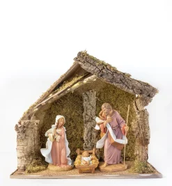Capanna n.701/L con 3 pezzi per presepe cm.30 con led