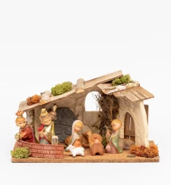 Capanna n.531/L con 9 pezzi per presepe "Baby" cm.10