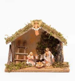 Capanna n.224/L con 6 pezzi per presepe cm.9,5