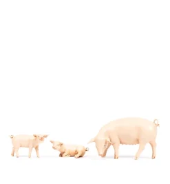 Famiglia maiali per presepe cm.19