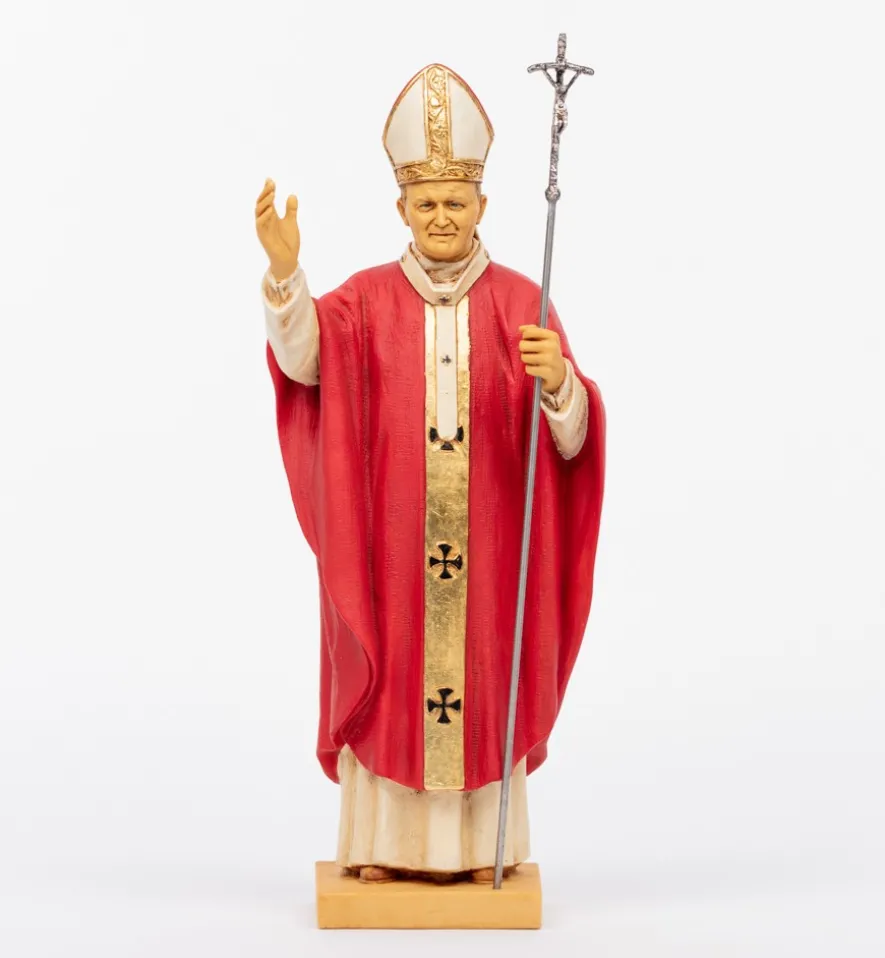 Papa Giovanni Paolo II veste rossa in resina cm.56