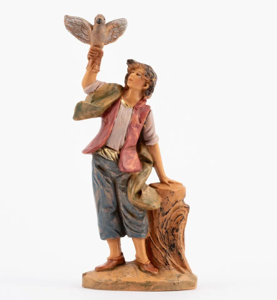 Pastore con falco (101) per presepe 12 cm