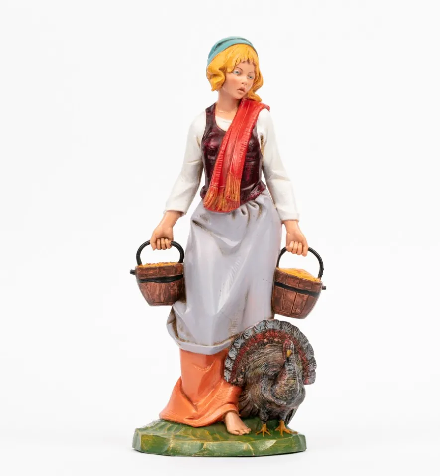 Pastorella (30) per presepe colori tradizionali cm.30